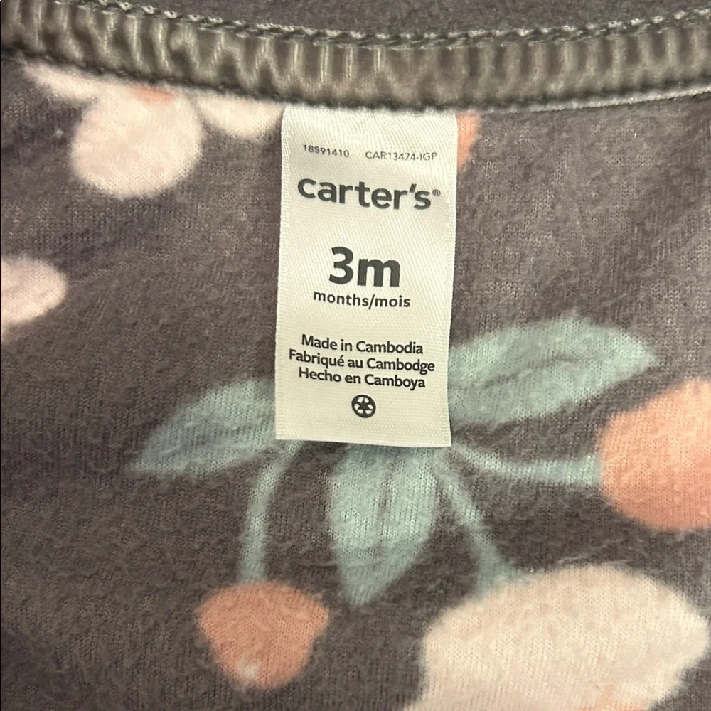 Carter's Gray Floral Fleece Vest